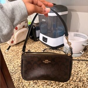 Coach Dark Brown Monogram Shoulder Bag